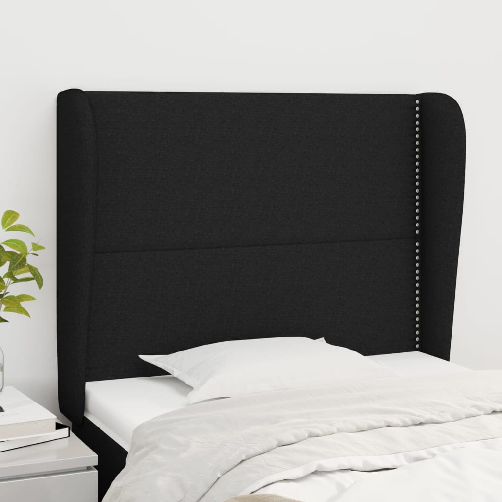 Tête de lit avec oreilles Noir 103x23x118/128 cm Tissu - XIOS