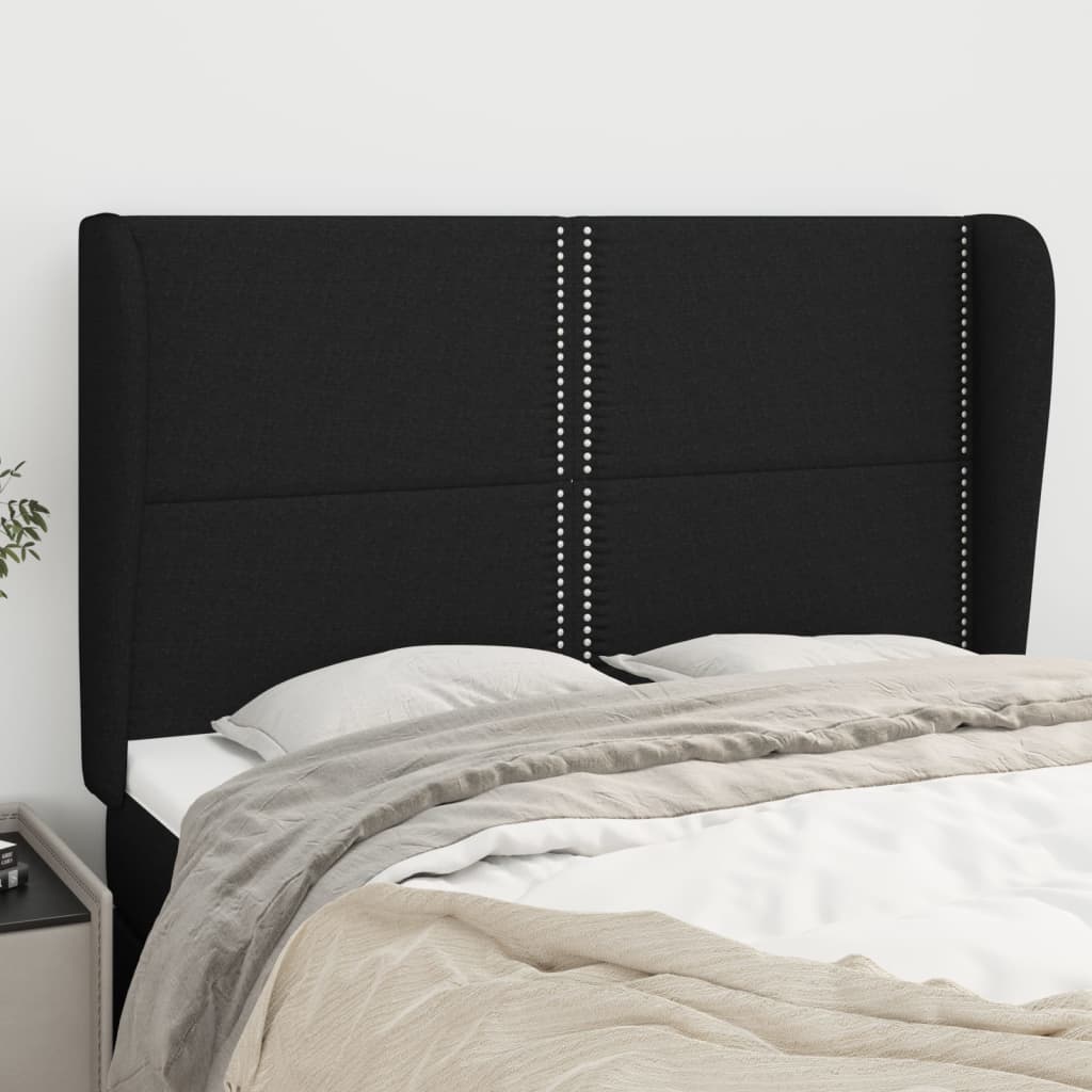 Tête de lit avec oreilles Noir 147x23x118/128 cm Tissu - XIOS