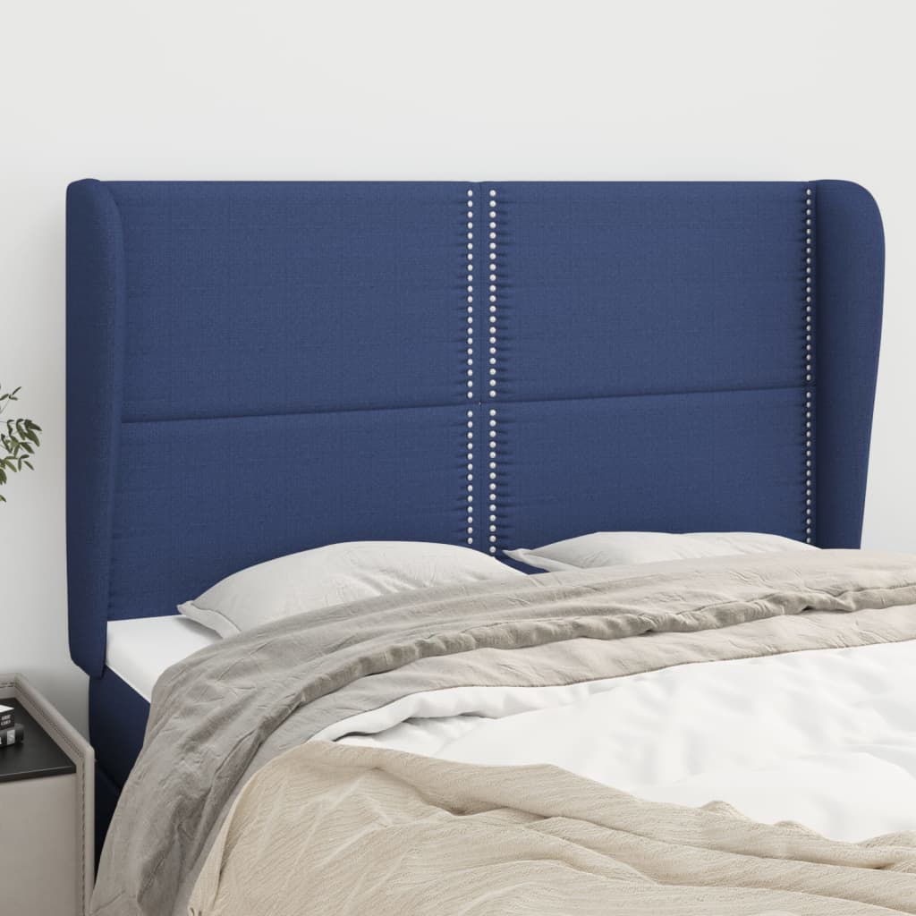 Tête de lit avec oreilles Bleu 147x23x118/128 cm Tissu - XIOS