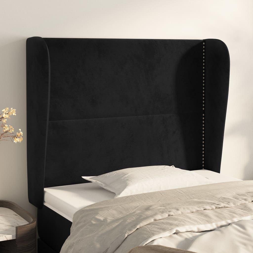 Tête de lit avec oreilles Noir 83x23x118/128 cm Velours - XIOS