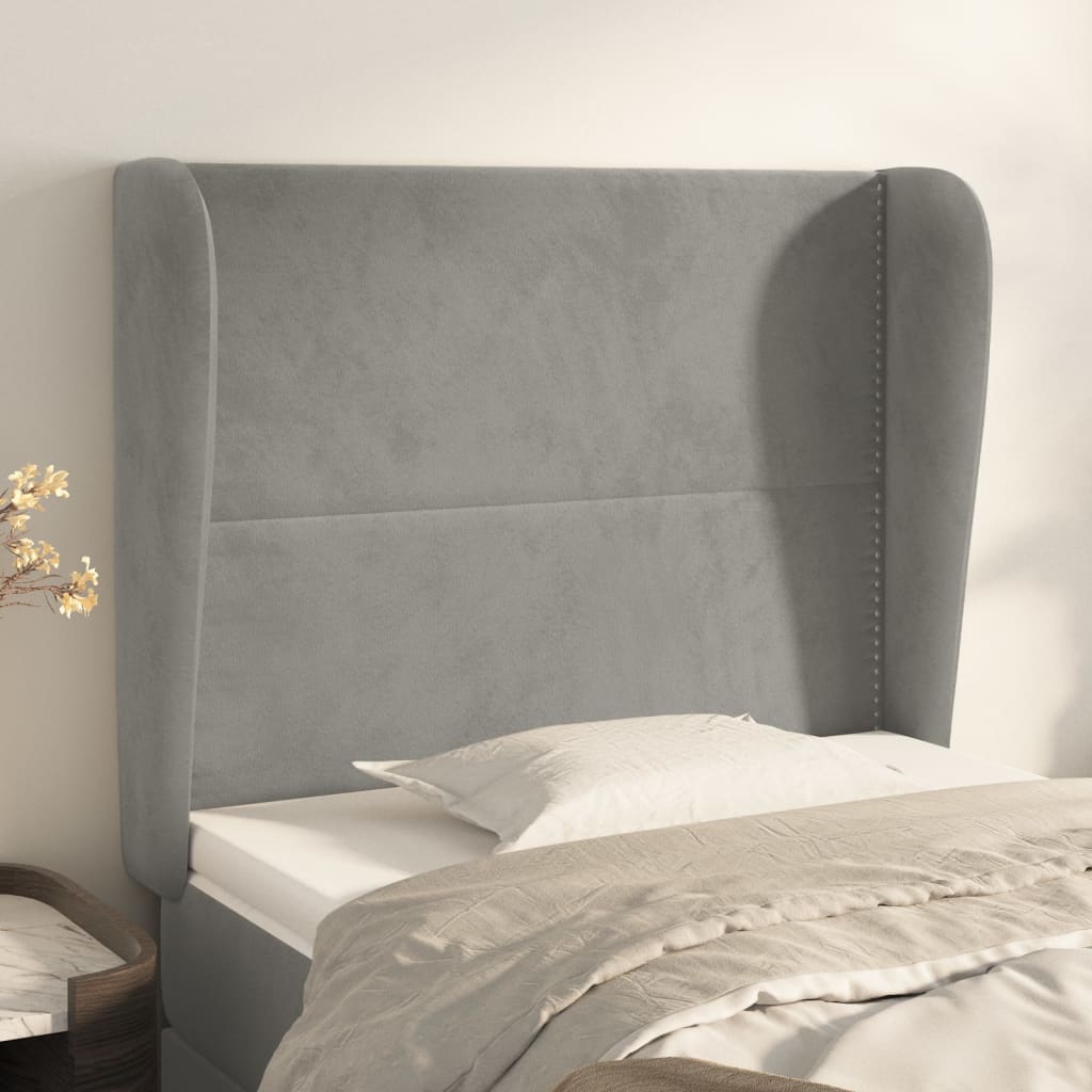 Tête de lit avec oreilles Gris clair 103x23x118/128 cm Velours - XIOS
