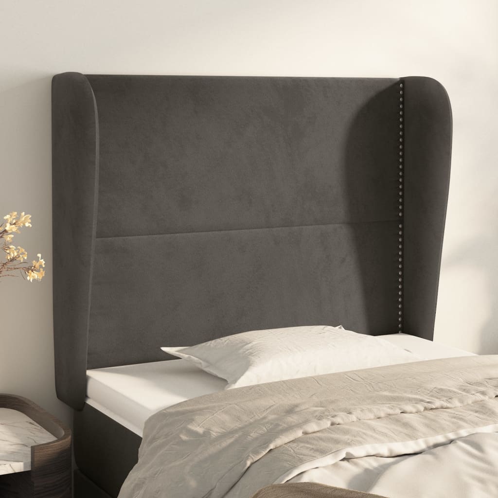 Tête de lit avec oreilles Gris foncé 103x23x118/128 cm Velours - XIOS