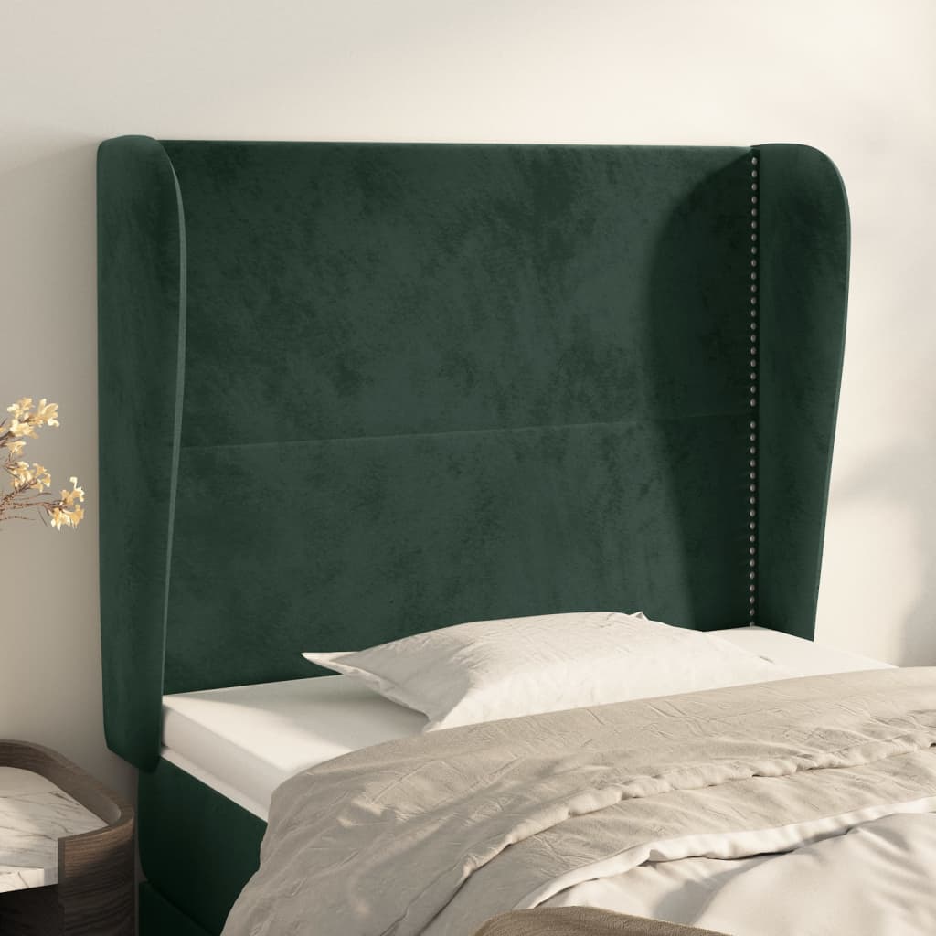 Tête de lit avec oreilles Vert foncé 103x23x118/128 cm Velours - XIOS