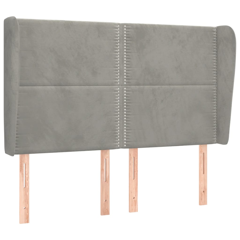 Tête de lit avec oreilles Gris clair 147x23x118/128 cm Velours - XIOS