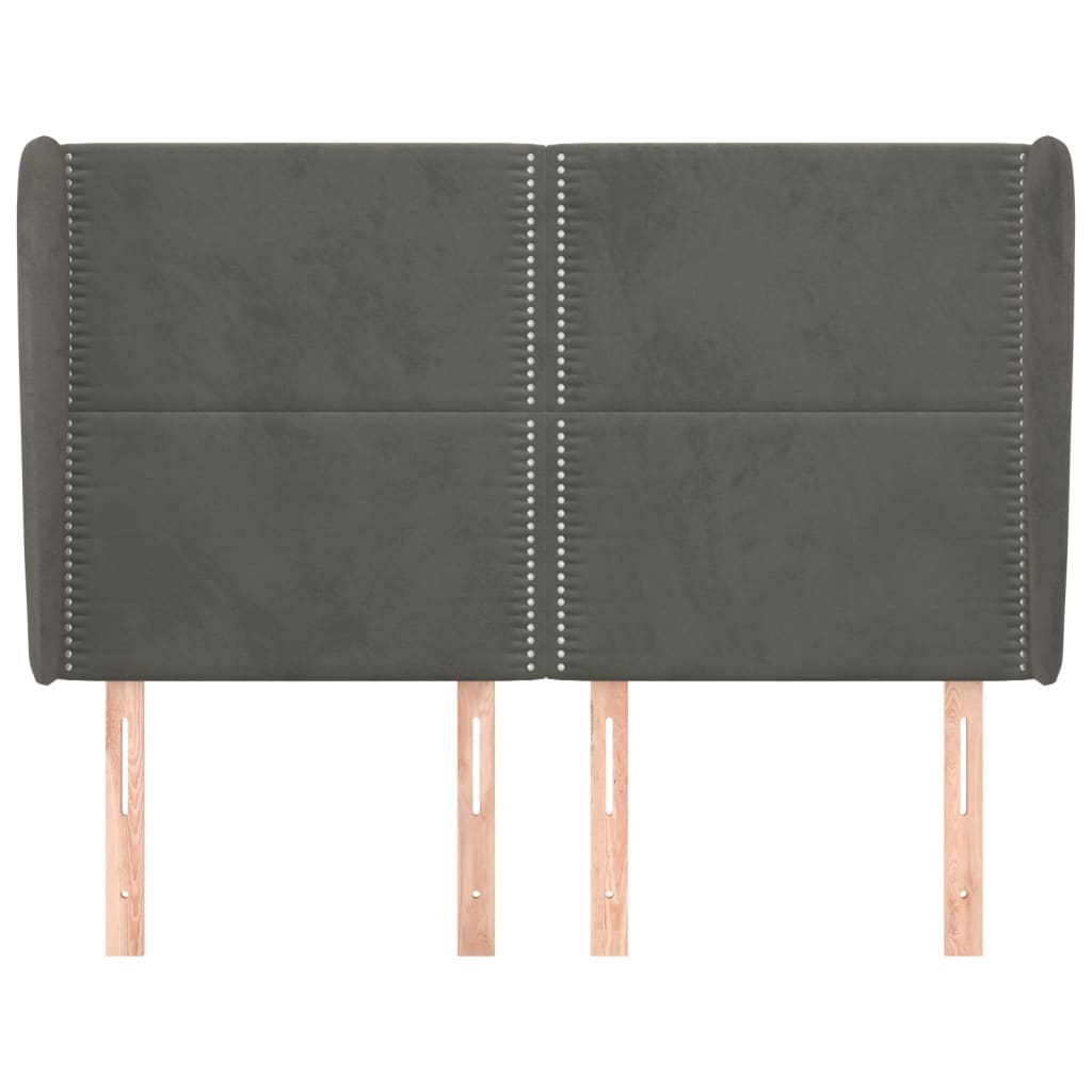 Tête de lit avec oreilles Gris foncé 147x23x118/128 cm Velours - XIOS