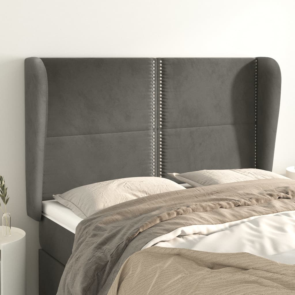 Tête de lit avec oreilles Gris foncé 147x23x118/128 cm Velours - XIOS
