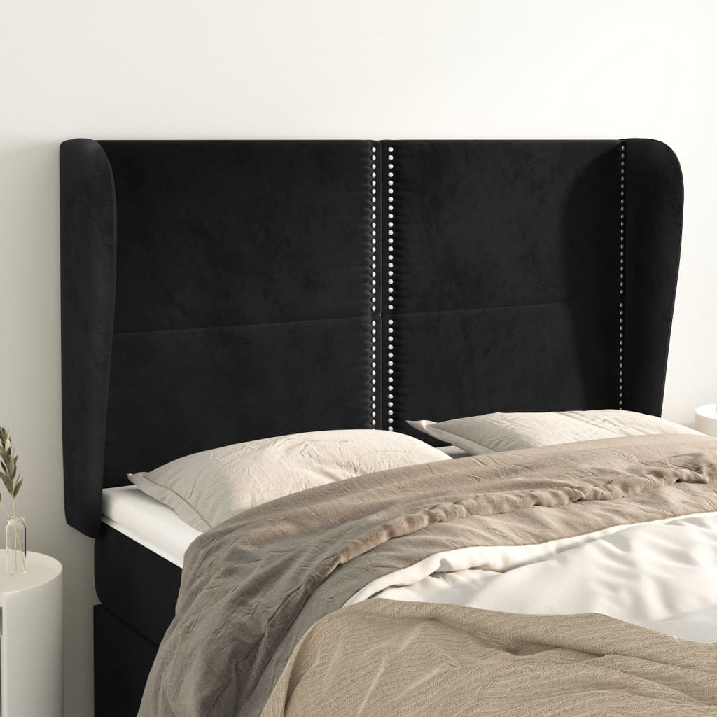 Tête de lit avec oreilles Noir 147x23x118/128 cm Velours - XIOS