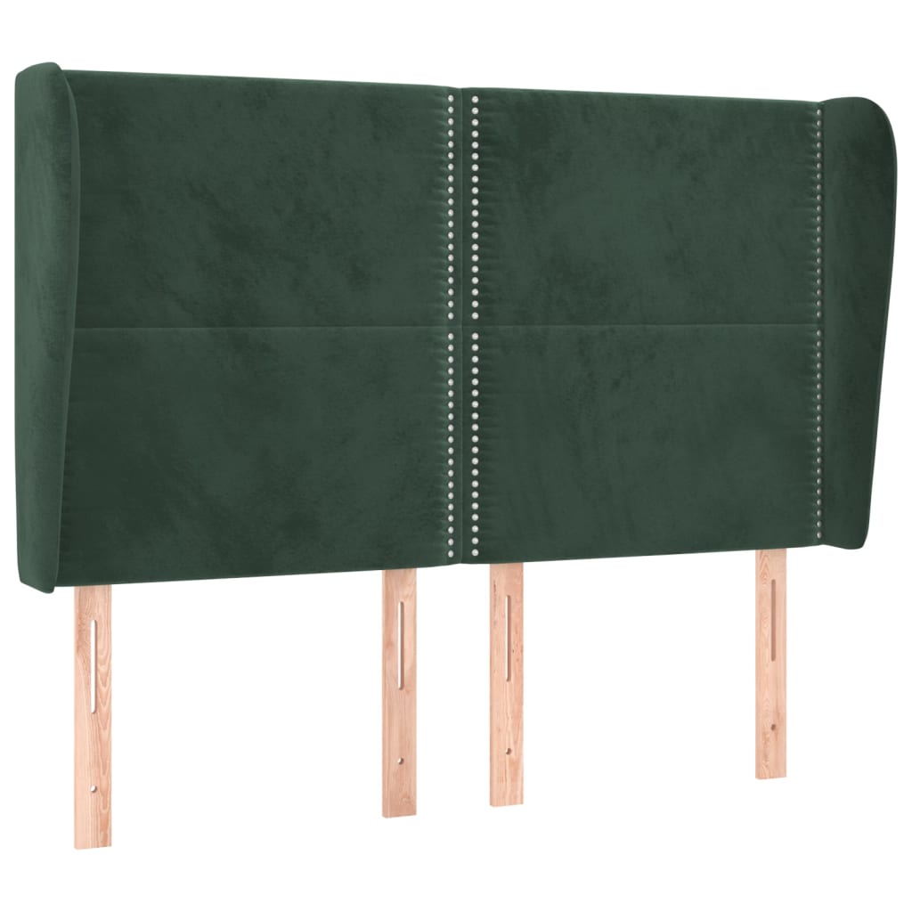 Tête de lit avec oreilles Vert foncé 147x23x118/128 cm Velours - XIOS