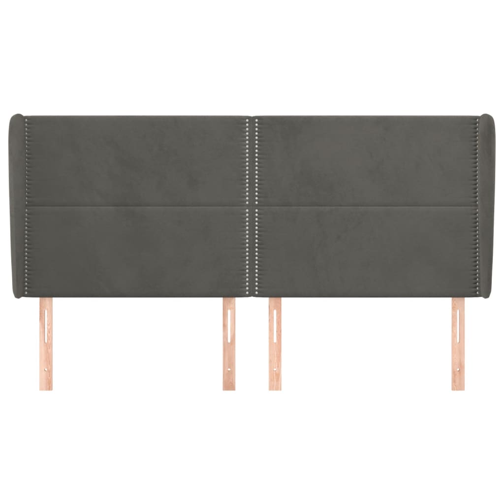 Tête de lit avec oreilles Gris foncé 163x23x118/128 cm Velours - XIOS