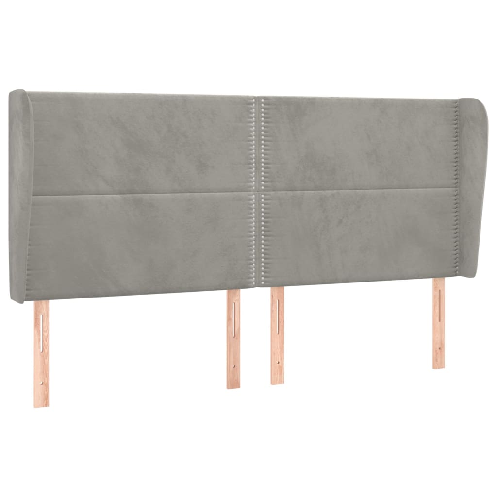 Tête de lit avec oreilles Gris clair 183x23x118/128 cm Velours - XIOS