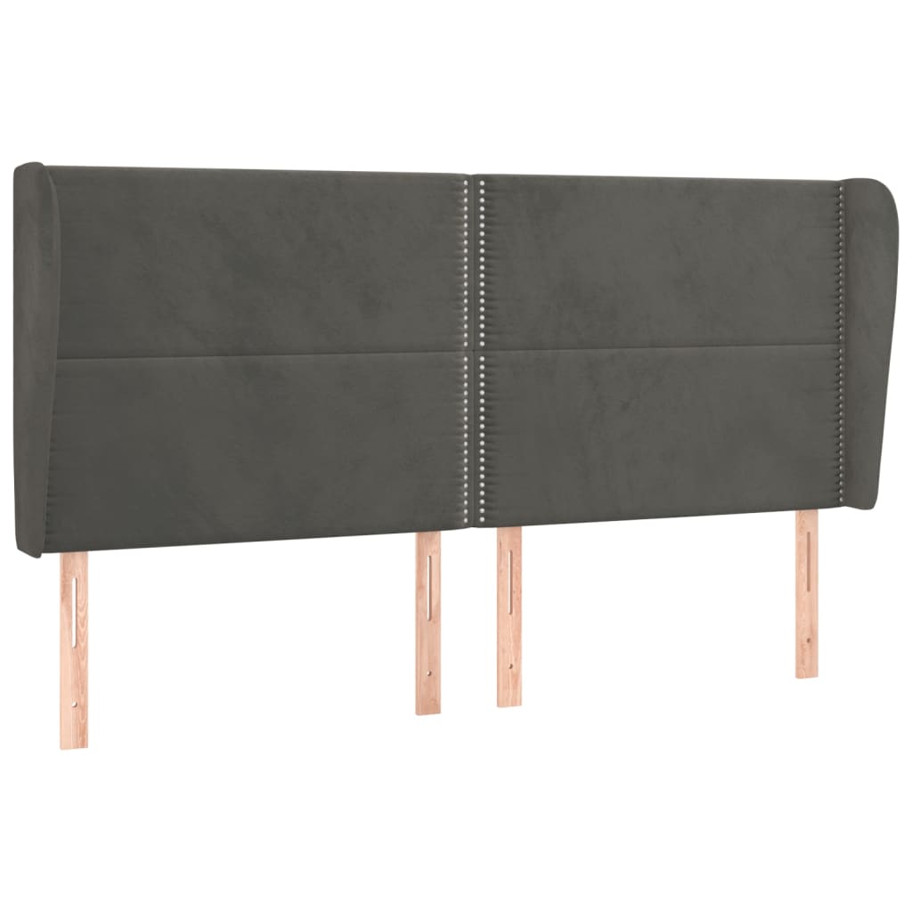 Tête de lit avec oreilles Gris foncé 183x23x118/128 cm Velours - XIOS