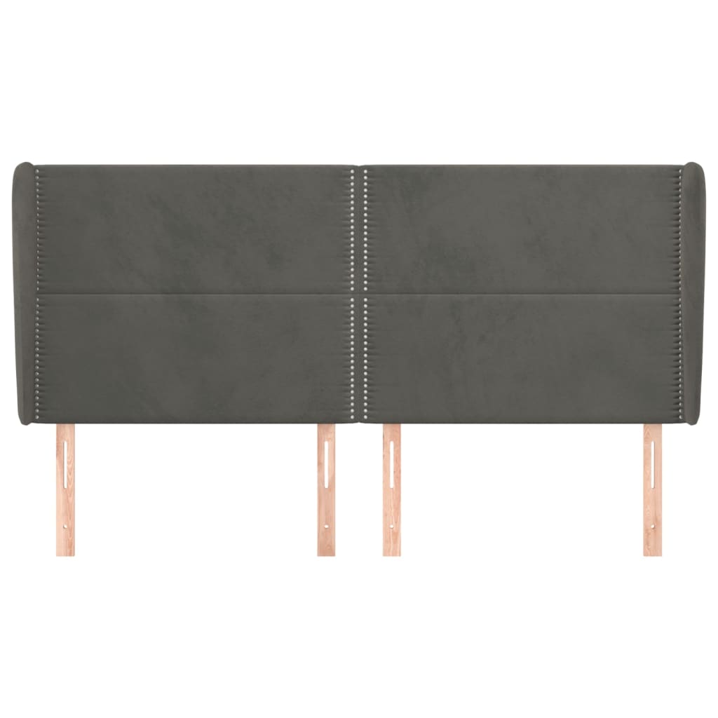 Tête de lit avec oreilles Gris foncé 183x23x118/128 cm Velours - XIOS