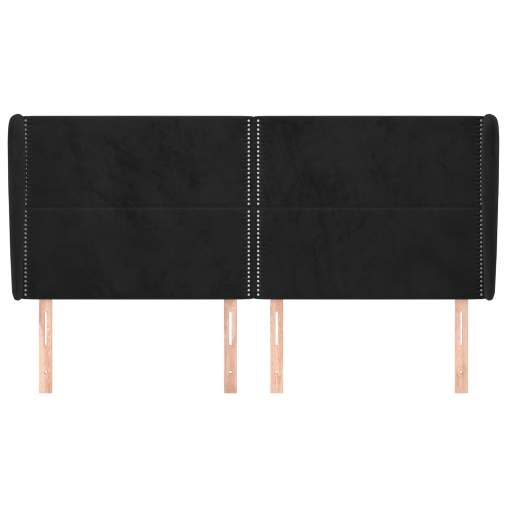 Tête de lit avec oreilles Noir 183x23x118/128 cm Velours - XIOS