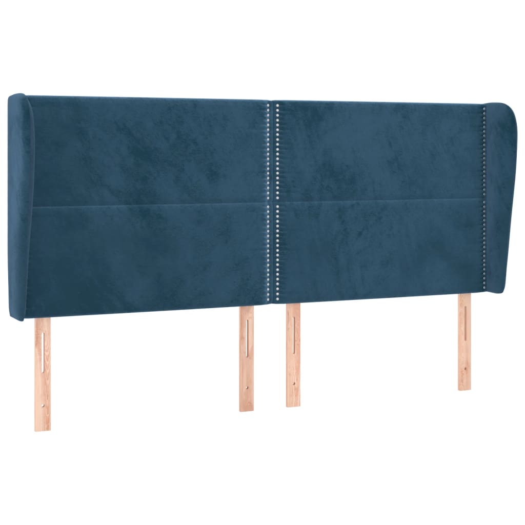 Tête de lit avec oreilles Bleu foncé 183x23x118/128 cm Velours - XIOS