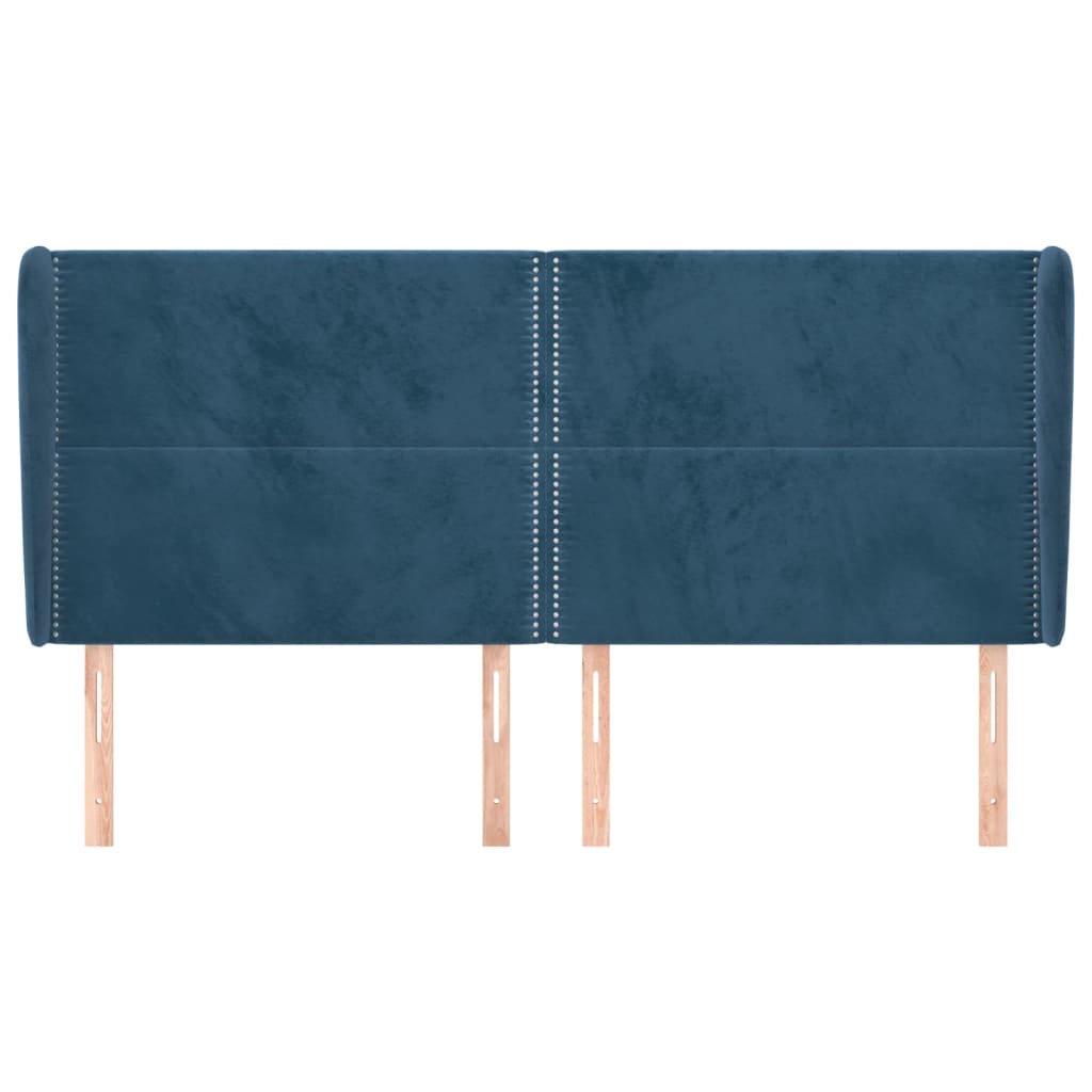 Tête de lit avec oreilles Bleu foncé 183x23x118/128 cm Velours - XIOS