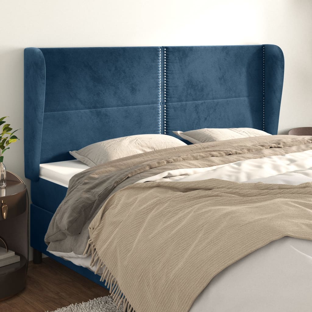 Tête de lit avec oreilles Bleu foncé 183x23x118/128 cm Velours - XIOS