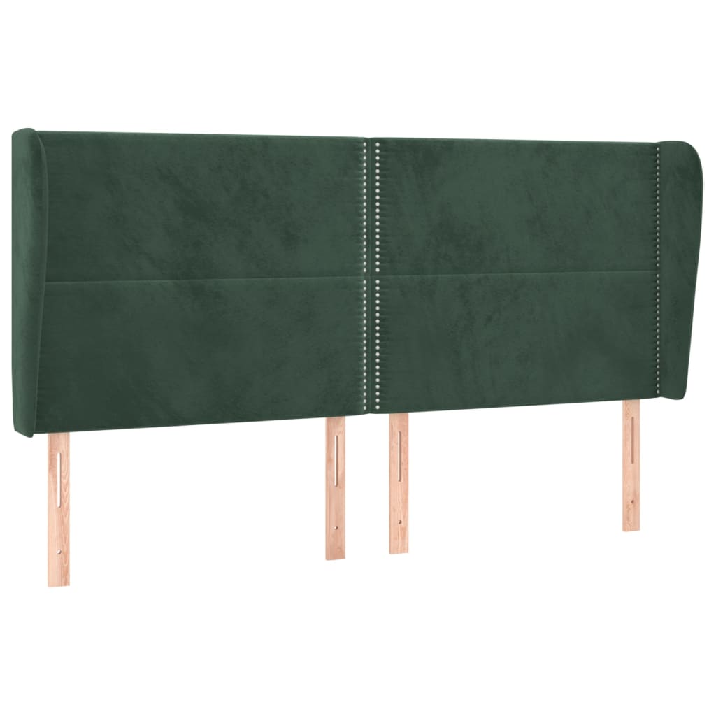 Tête de lit avec oreilles Vert foncé 203x23x118/128 cm Velours - XIOS