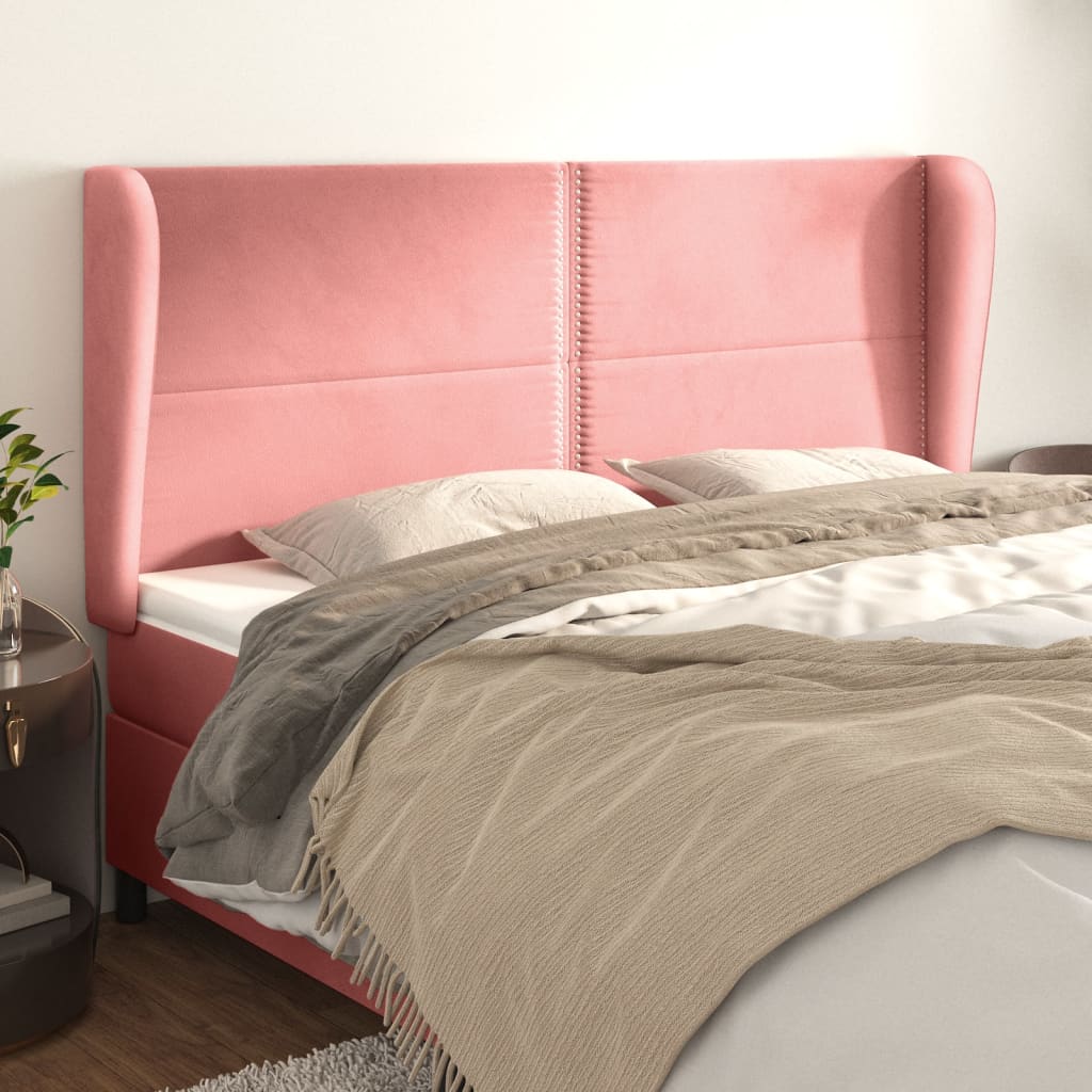 Tête de lit avec oreilles Rose 203x23x118/128 cm Velours - XIOS