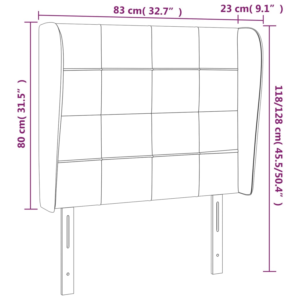 Tête de lit avec oreilles Gris foncé 83x23x118/128 cm Tissu - XIOS