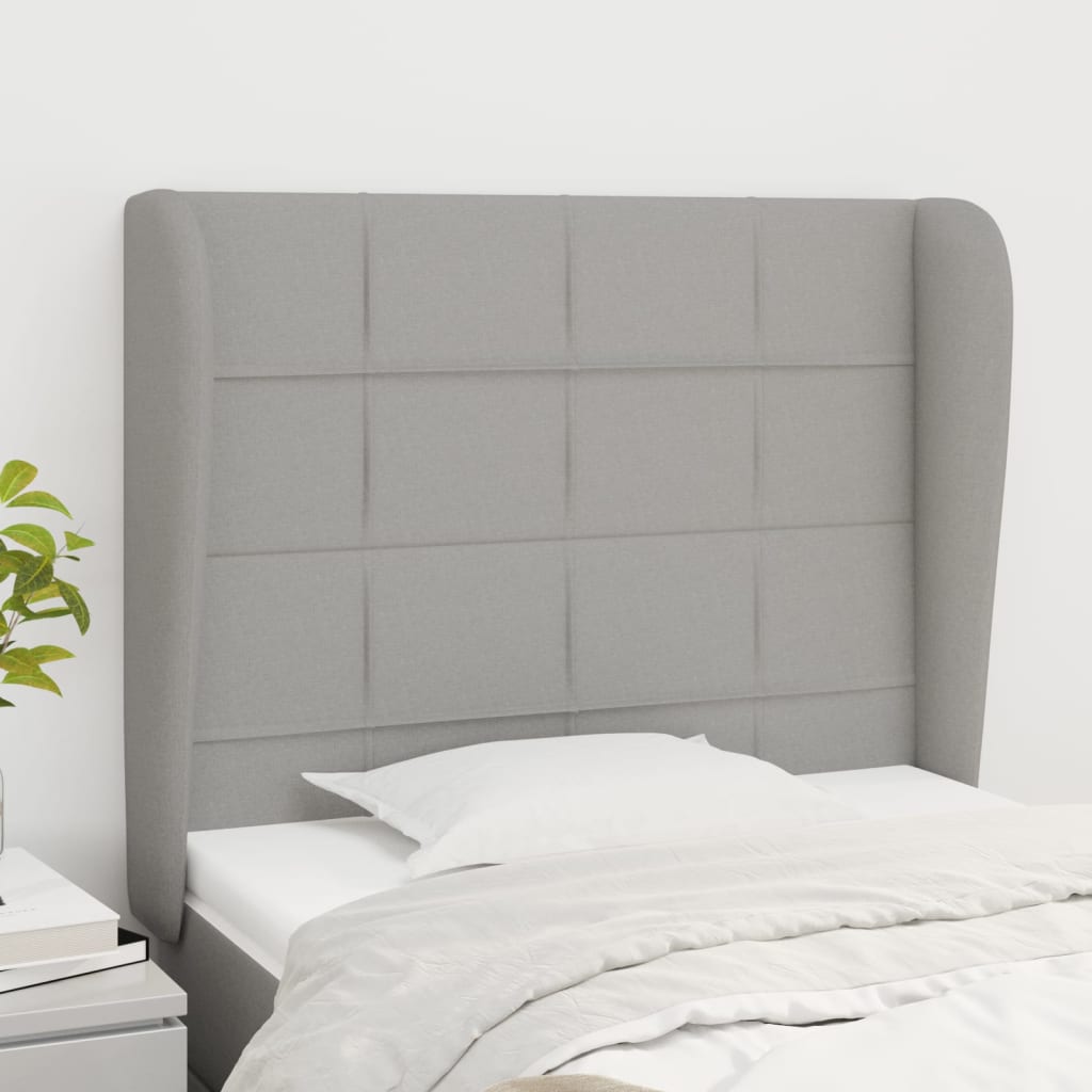 Tête de lit avec oreilles Gris clair 93x23x118/128 cm Tissu - XIOS