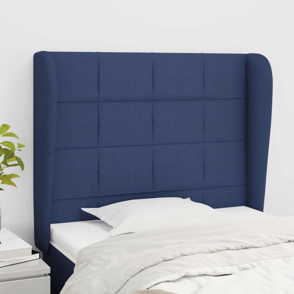 Tête de lit avec oreilles Bleu 93x23x118/128 cm Tissu - XIOS