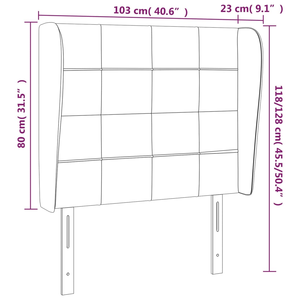 Tête de lit avec oreilles Taupe 103x23x118/128 cm Tissu - XIOS