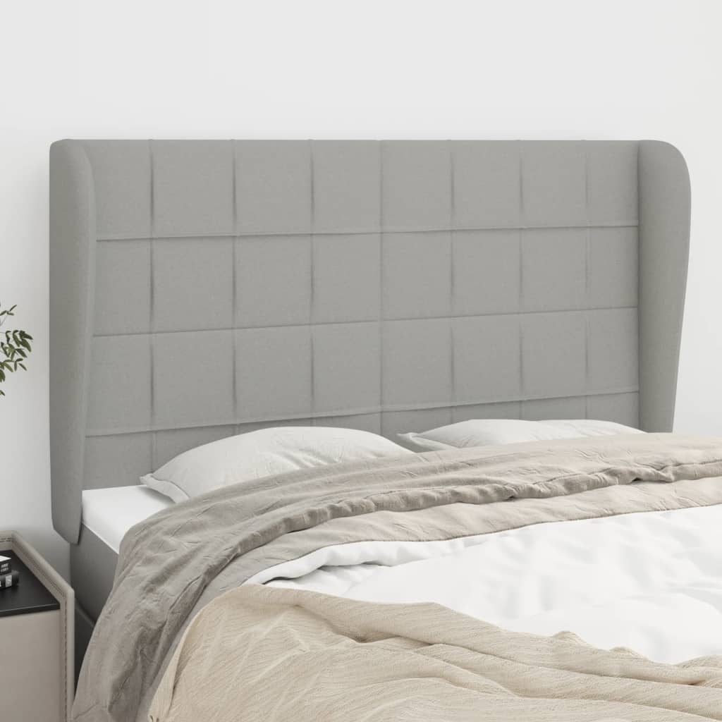 Tête de lit avec oreilles Gris clair 147x23x118/128 cm Tissu - XIOS