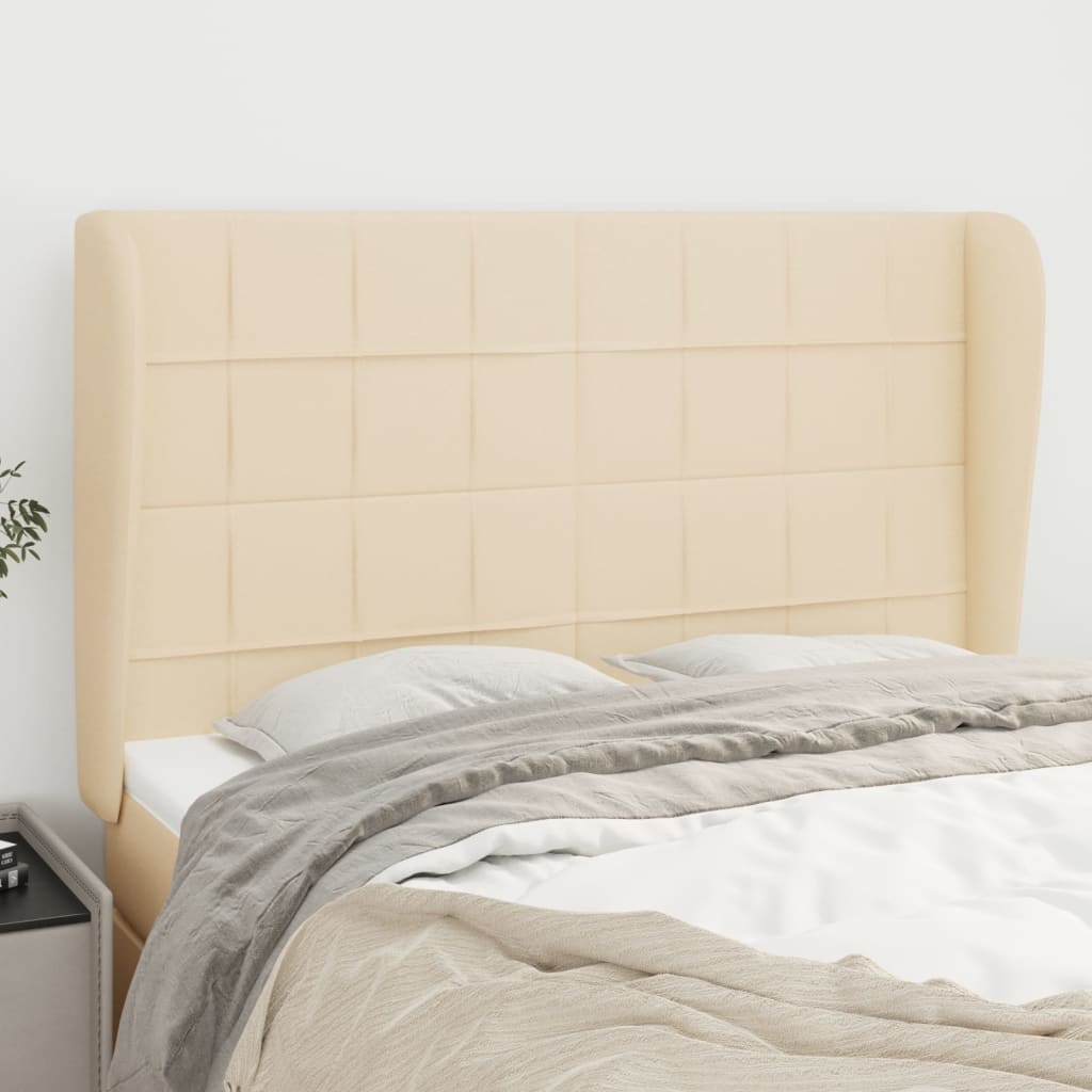 Tête de lit avec oreilles Crème 147x23x118/128 cm Tissu - XIOS