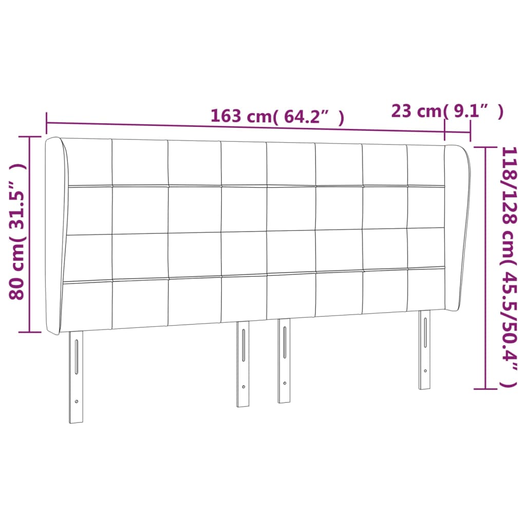 Tête de lit avec oreilles Taupe 163x23x118/128 cm Tissu - XIOS