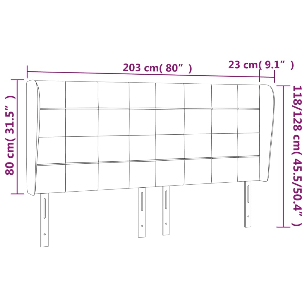 Tête de lit avec oreilles Crème 203x23x118/128 cm Tissu - XIOS