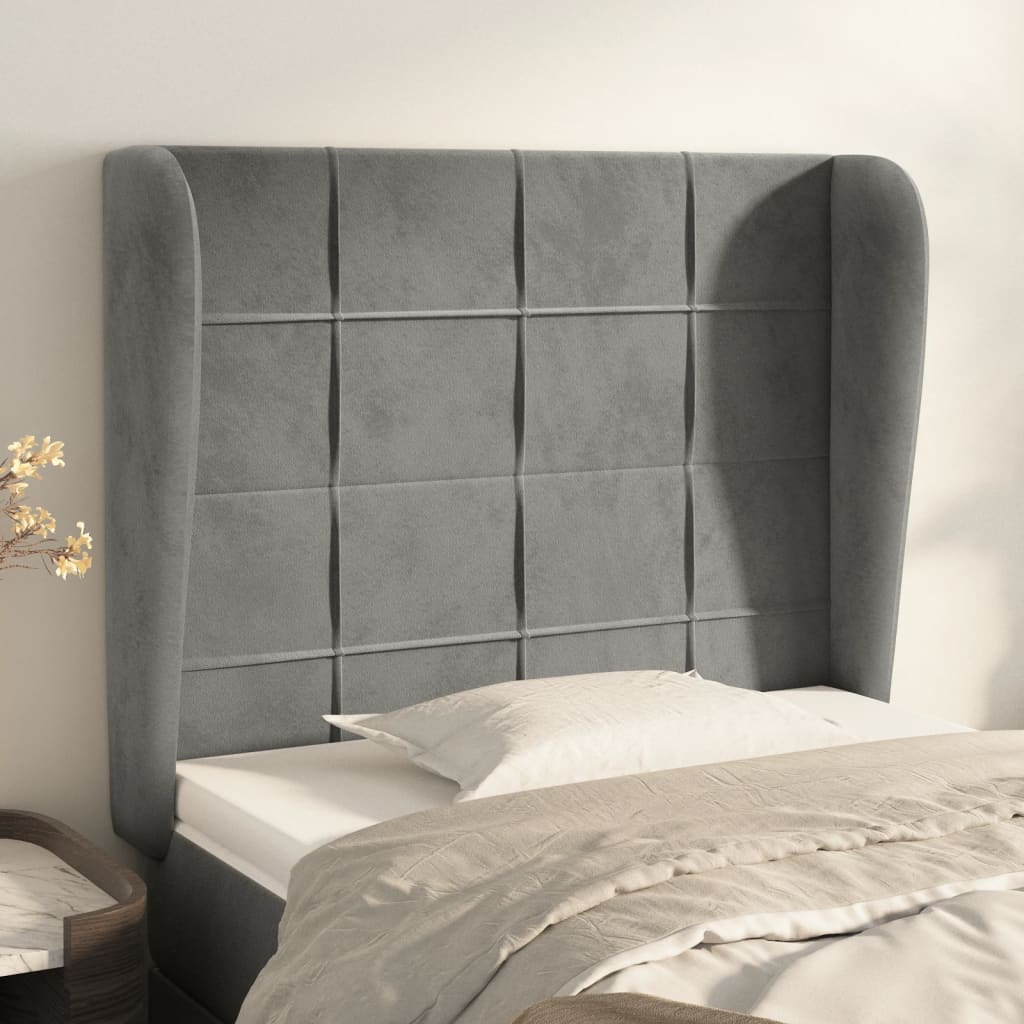 Tête de lit avec oreilles Gris clair 83x23x118/128 cm Velours - XIOS