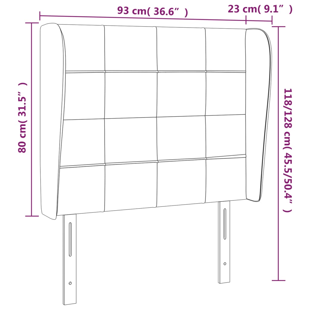 Tête de lit avec oreilles Gris foncé 93x23x118/128 cm Velours - XIOS