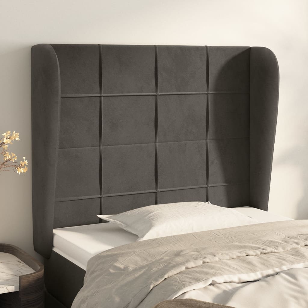 Tête de lit avec oreilles Gris foncé 93x23x118/128 cm Velours - XIOS