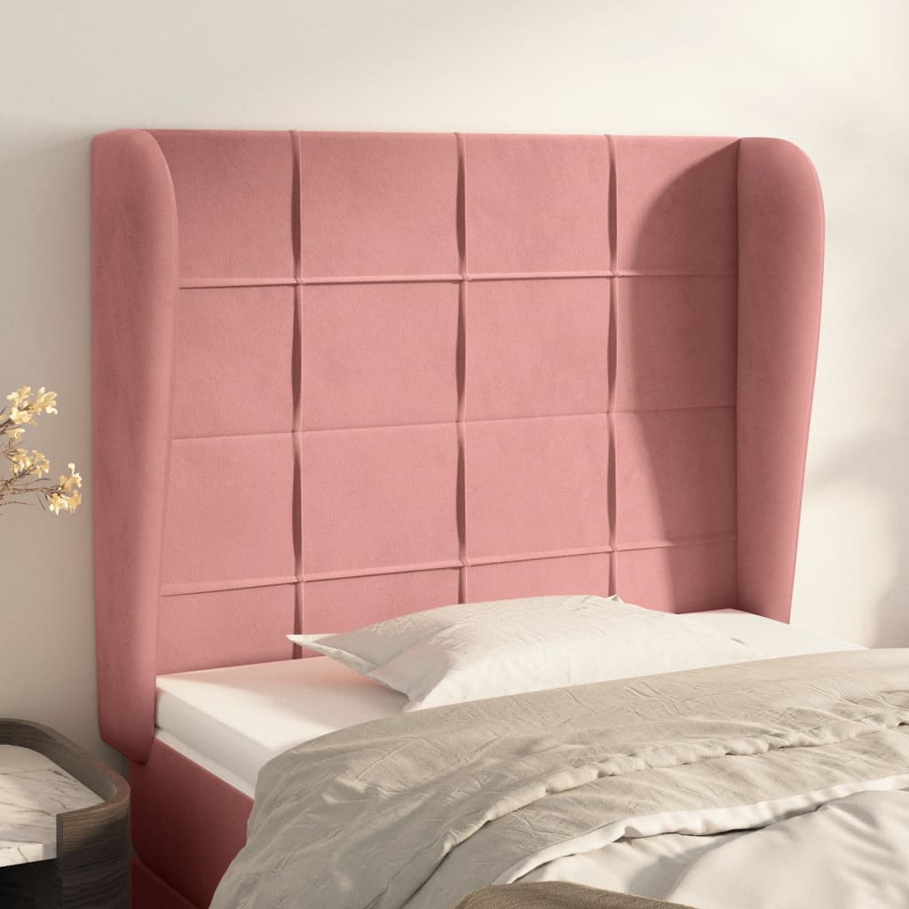 Tête de lit avec oreilles Rose 93x23x118/128 cm Velours - XIOS