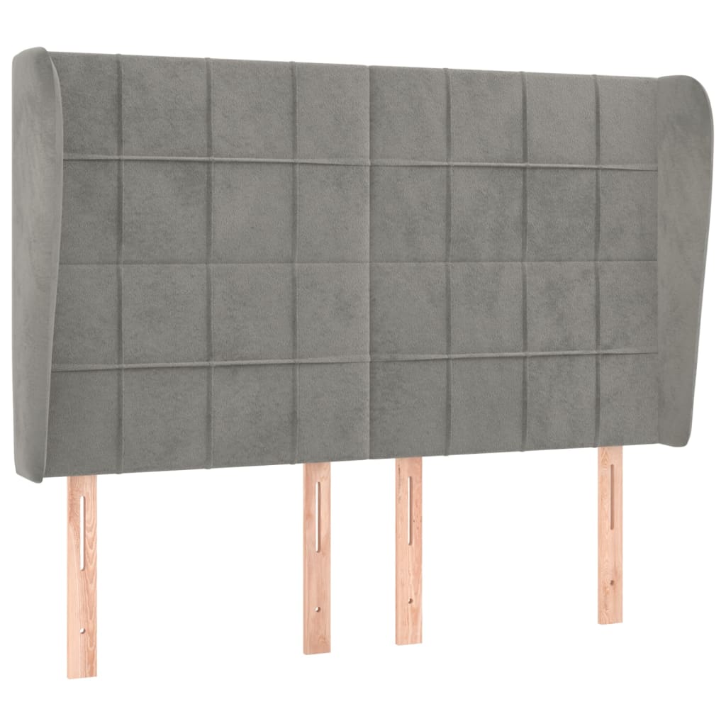 Tête de lit avec oreilles Gris clair 147x23x118/128 cm Velours - XIOS