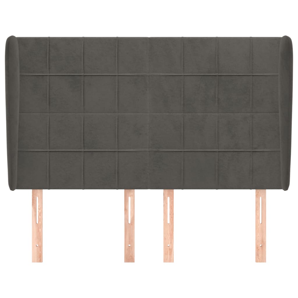 Tête de lit avec oreilles Gris foncé 147x23x118/128 cm Velours - XIOS