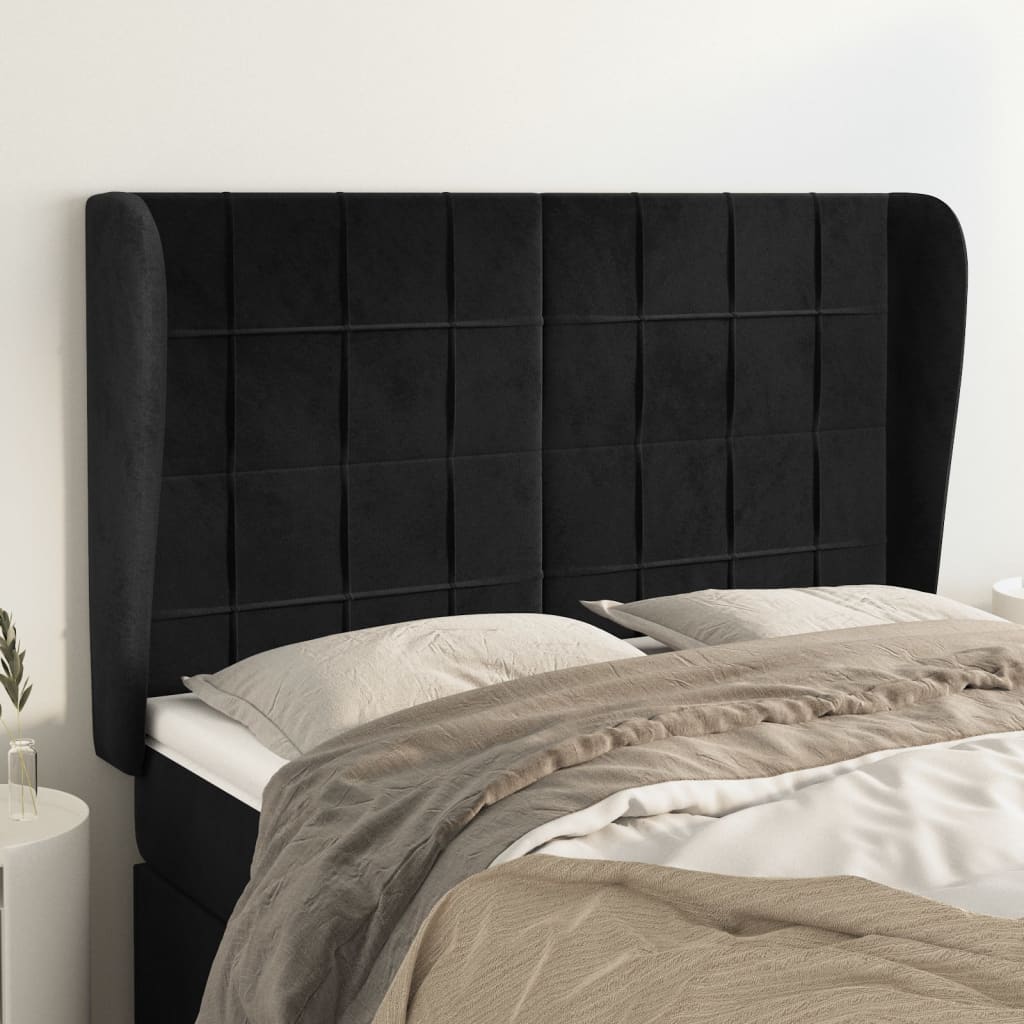 Tête de lit avec oreilles Noir 147x23x118/128 cm Velours - XIOS