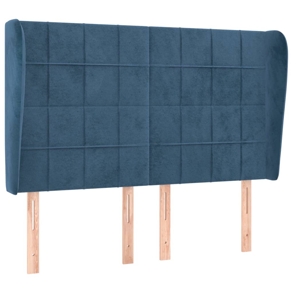 Tête de lit avec oreilles Bleu foncé 147x23x118/128 cm Velours - XIOS