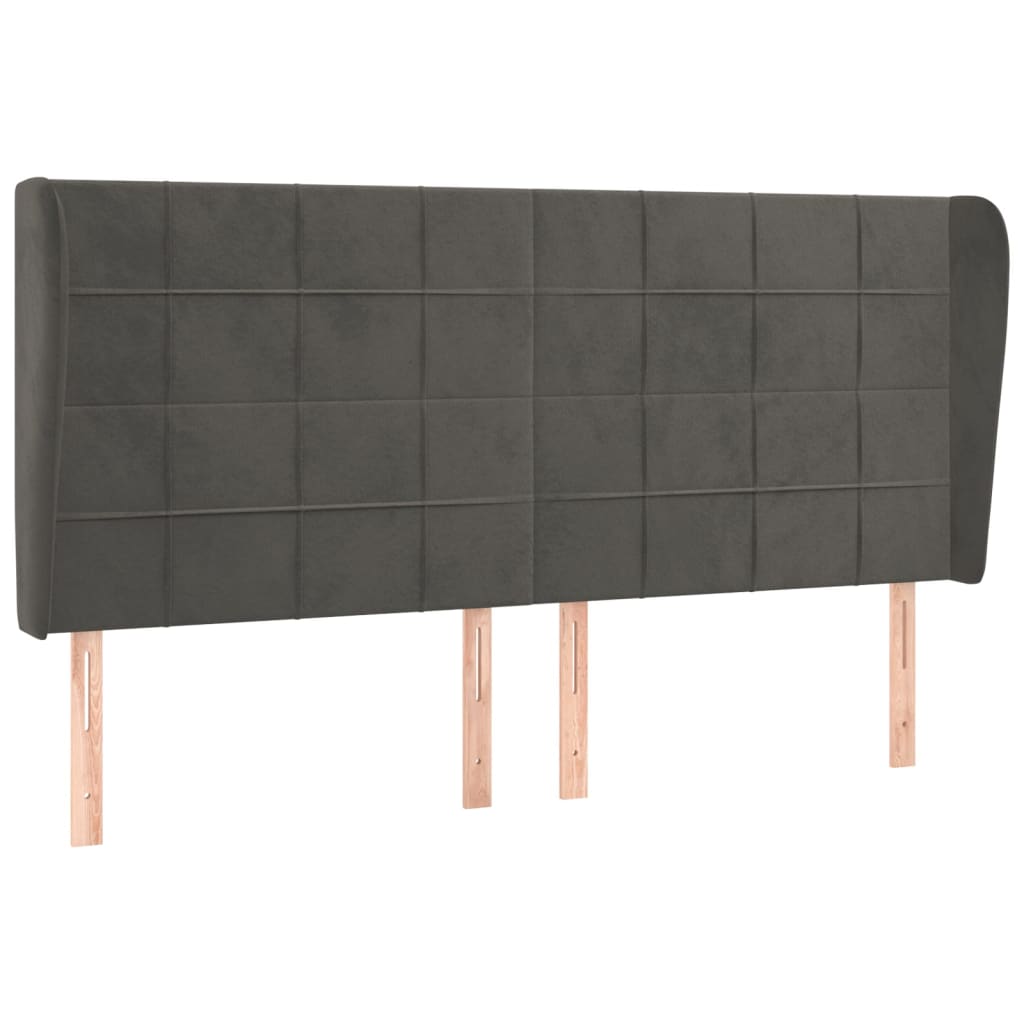 Tête de lit avec oreilles Gris foncé 163x23x118/128 cm Velours - XIOS