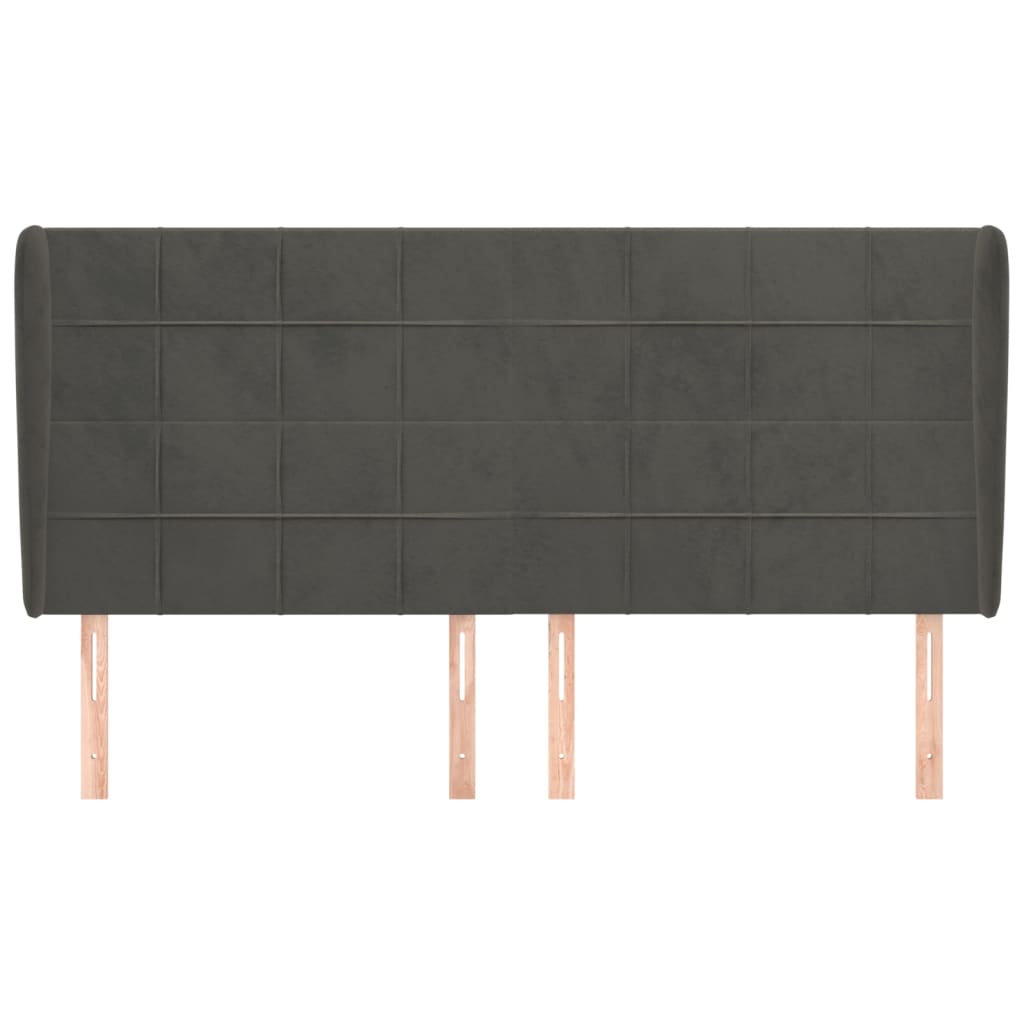 Tête de lit avec oreilles Gris foncé 163x23x118/128 cm Velours - XIOS