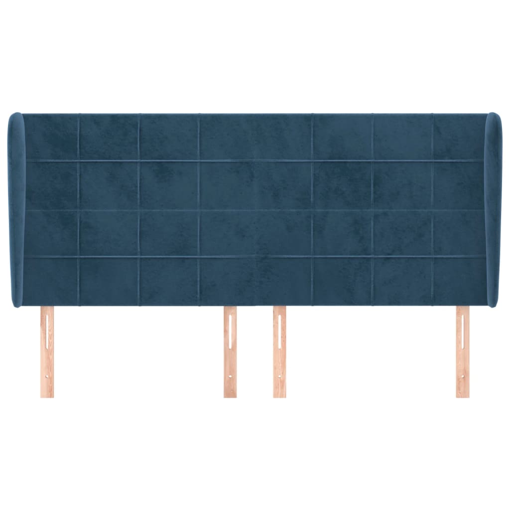 Tête de lit avec oreilles Bleu foncé 163x23x118/128 cm Velours - XIOS
