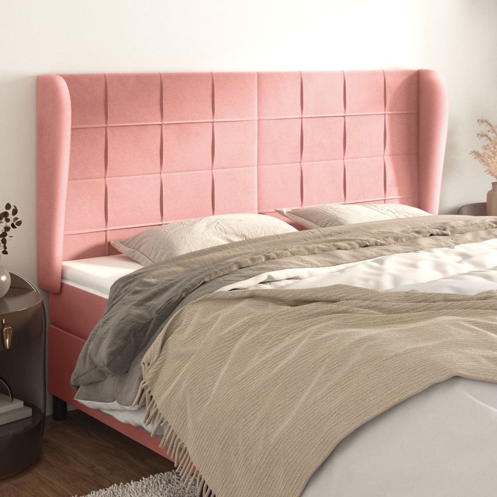 Tête de lit avec oreilles Rose 163x23x118/128 cm Velours - XIOS