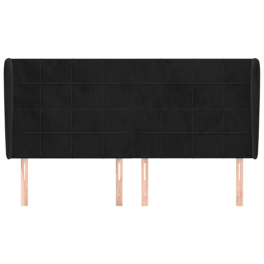 Tête de lit avec oreilles Noir 183x23x118/128 cm Velours - XIOS