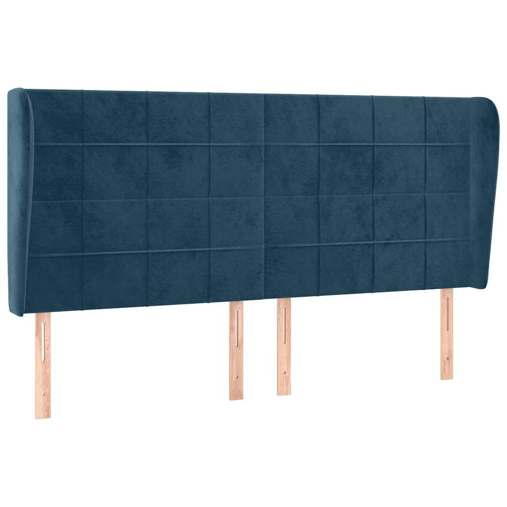 Tête de lit avec oreilles Bleu foncé 183x23x118/128 cm Velours - XIOS