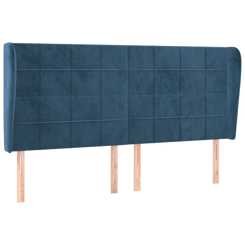 Tête de lit avec oreilles Bleu foncé 203x23x118/128 cm Velours - XIOS