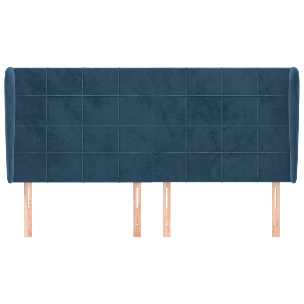 Tête de lit avec oreilles Bleu foncé 203x23x118/128 cm Velours - XIOS