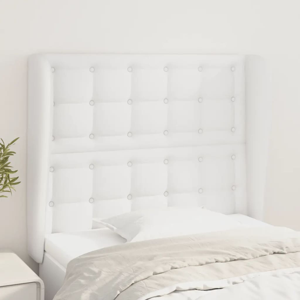 Tête de lit avec oreilles Blanc 93x23x118/128 cm Similicuir - XIOS