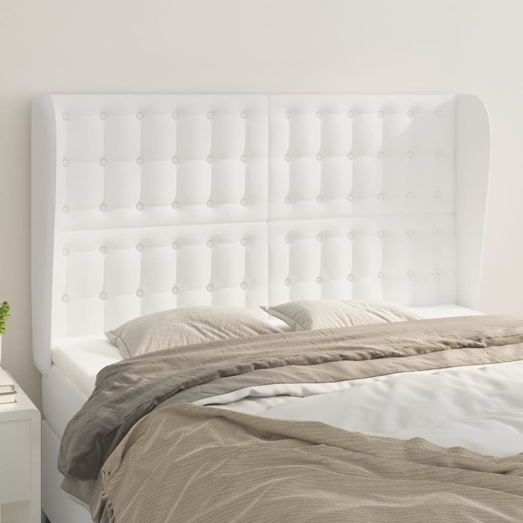 Tête de lit avec oreilles Blanc 147x23x118/128 cm Similicuir - XIOS