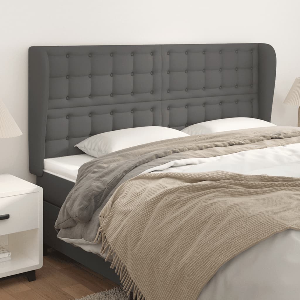 Tête de lit avec oreilles Gris 163x23x118/128 cm Similicuir - XIOS