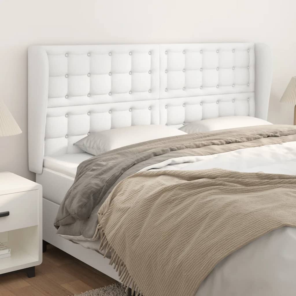 Tête de lit avec oreilles Blanc 183x23x118/128 cm Similicuir - XIOS